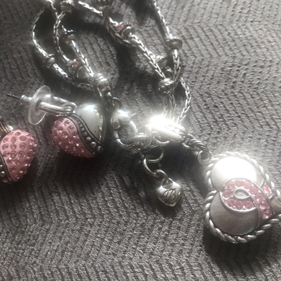 Brighton set of bracelet silver plate breast cancer awareness and pink earrings - Picture 7 of 10